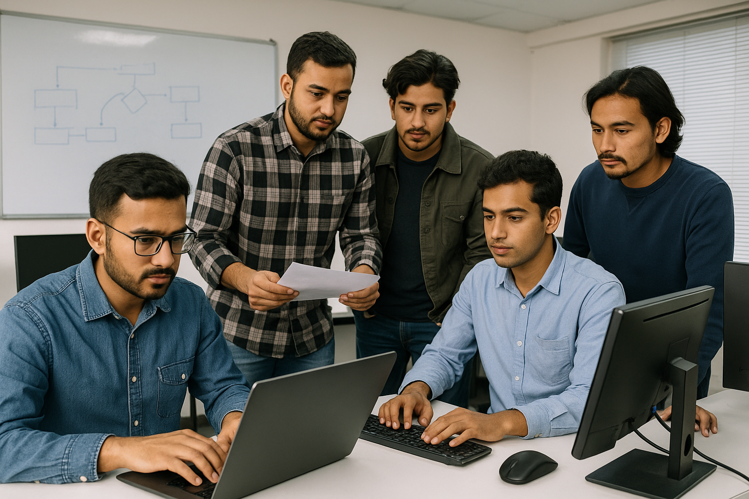 Project catch-up session at the university lab